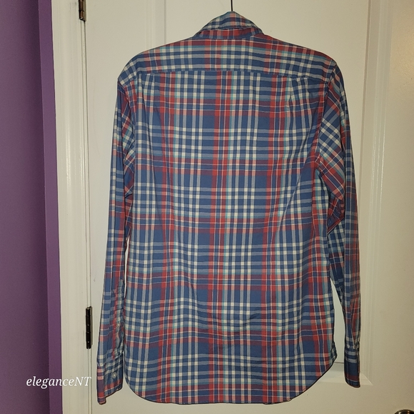 J Crew Men's Pink Blue and White Plaid Classic Flex Washed Shirt Sz: Small - Picture 7 of 9